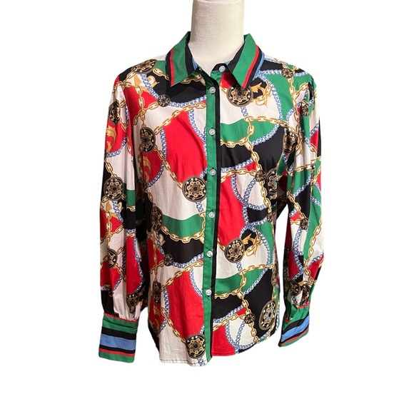 🆕 NY&C long sleeve gold chain link button up shirt - Picture 11 of 11